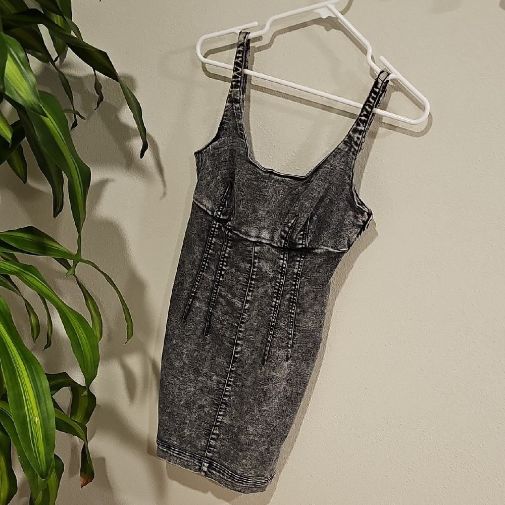 No Boundaries Charcoal Denim Dress